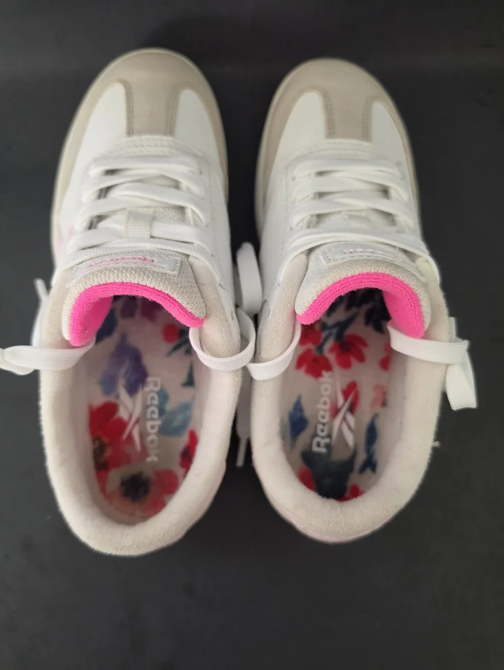 Reebok White Sneakers with Pink Accents - Women's Low Top